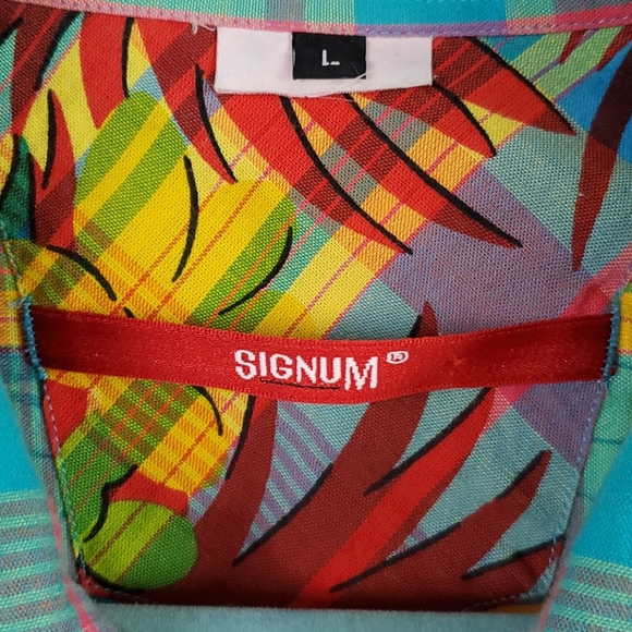 Vintage Signum Hawaii shirt buttons up short sleeve men size L - Picture 3 of 5